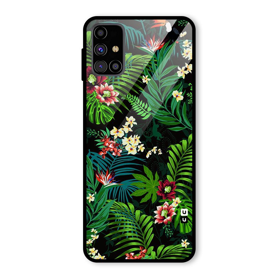Green Leaf Design Glass Back Case for Galaxy M31s