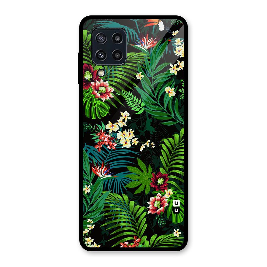 Green Leaf Design Glass Back Case for Galaxy M32