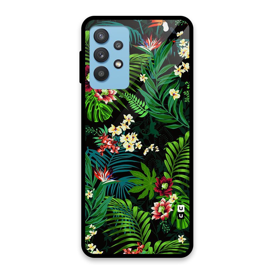 Green Leaf Design Glass Back Case for Galaxy M32 5G