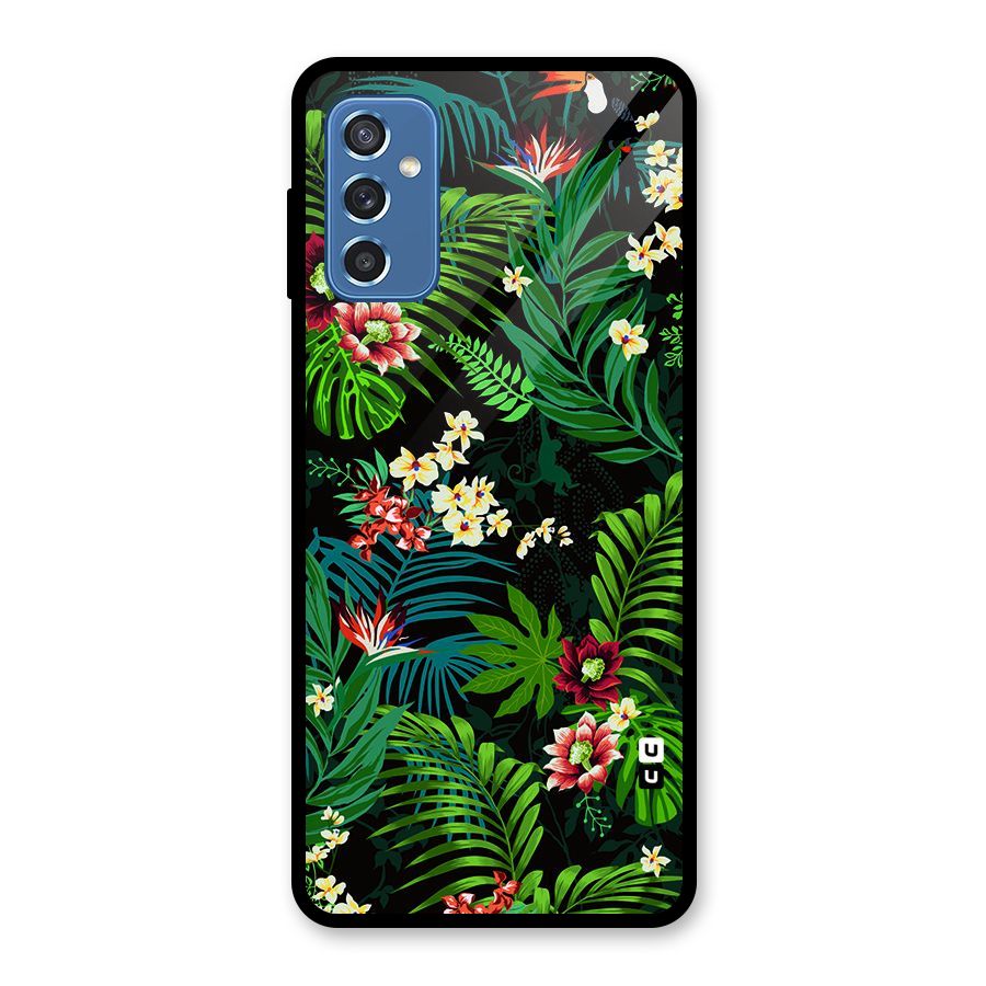 Green Leaf Design Glass Back Case for Galaxy M52 5G