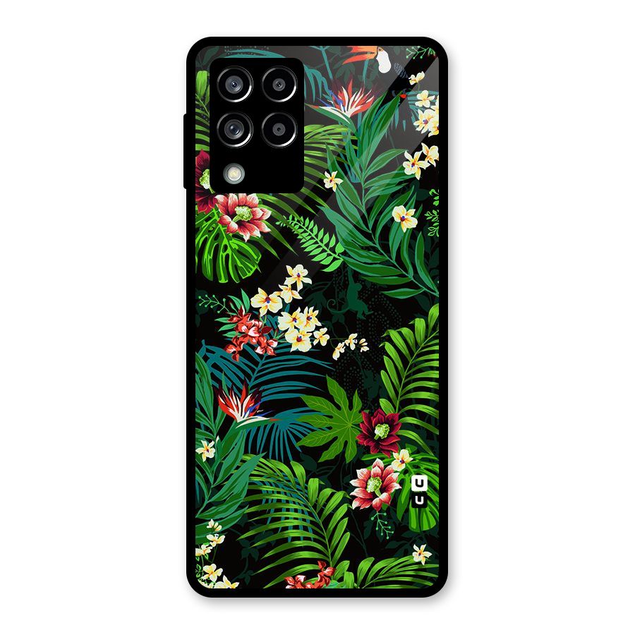 Green Leaf Design Glass Back Case for Galaxy M53 5G