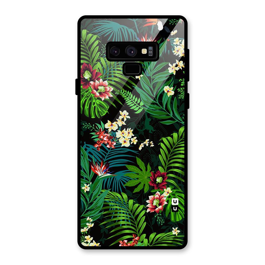 Green Leaf Design Glass Back Case for Galaxy Note 9