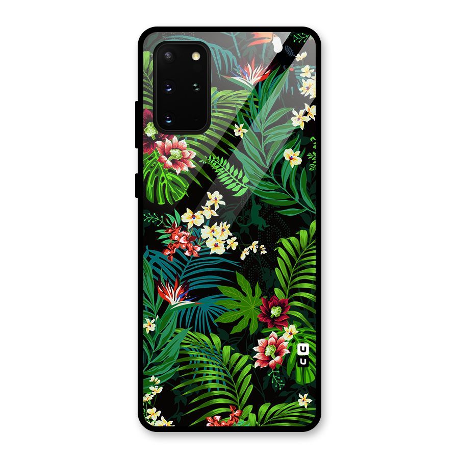 Green Leaf Design Glass Back Case for Galaxy S20 Plus