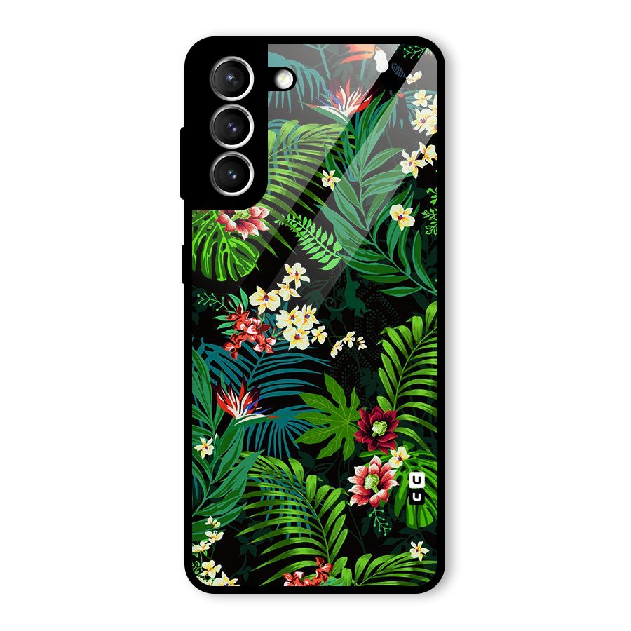 Green Leaf Design Glass Back Case for Galaxy S21 5G