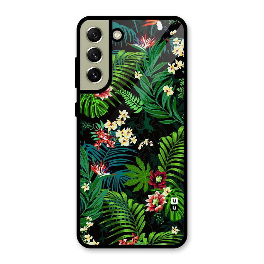 Green Leaf Design Glass Back Case for Galaxy S21 FE 5G
