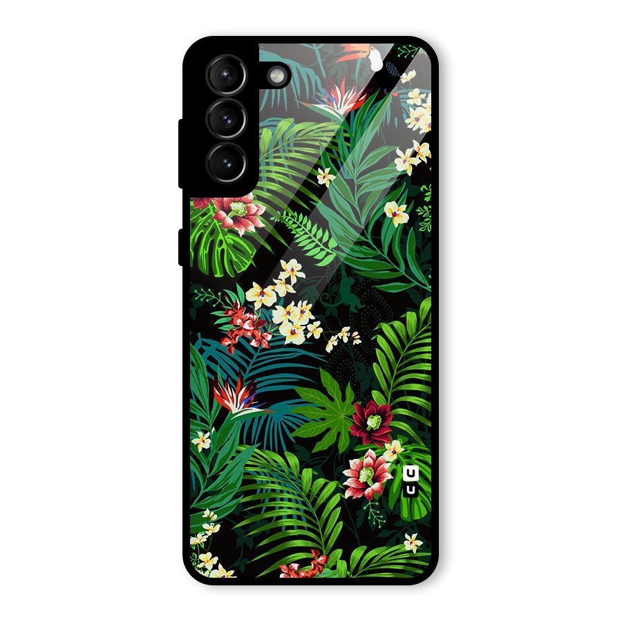 Green Leaf Design Glass Back Case for Galaxy S21 Plus