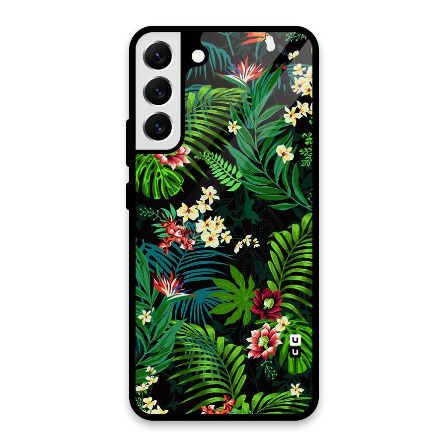 Green Leaf Design Glass Back Case for Galaxy S22 Plus 5G