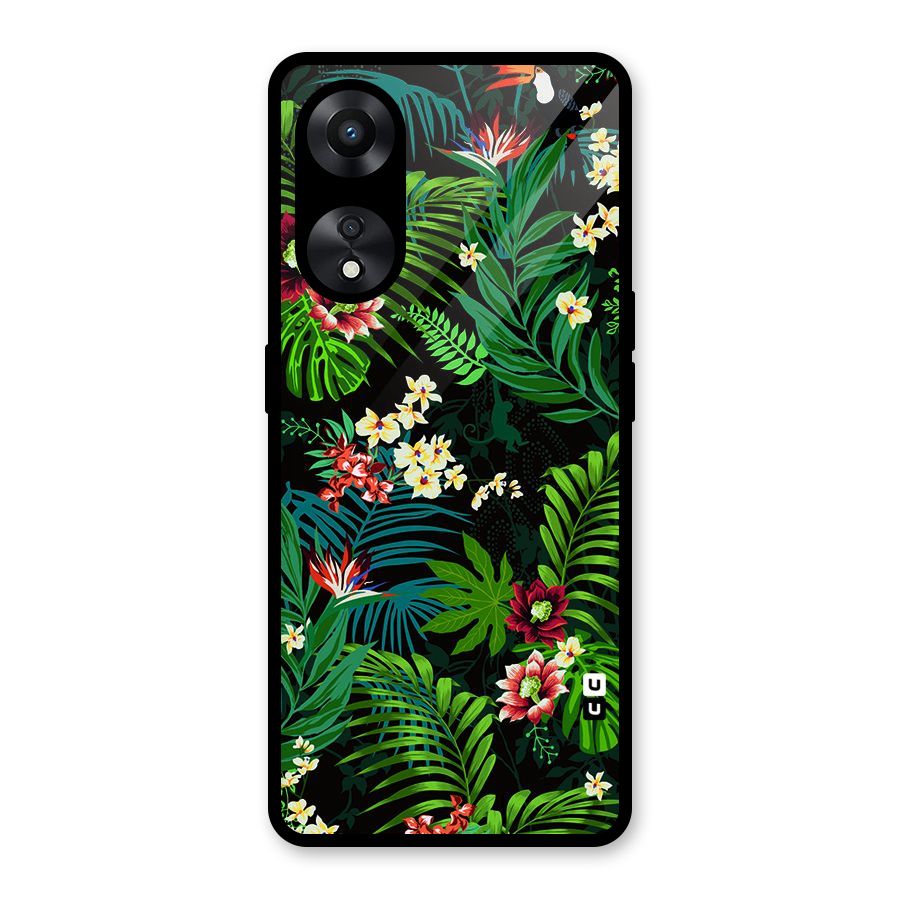 Green Leaf Design Glass Back Case for Oppo A78