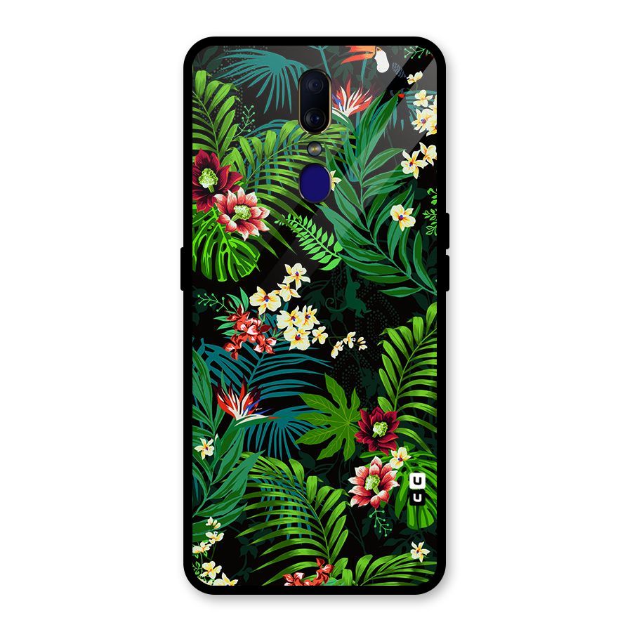 Green Leaf Design Glass Back Case for Oppo F11