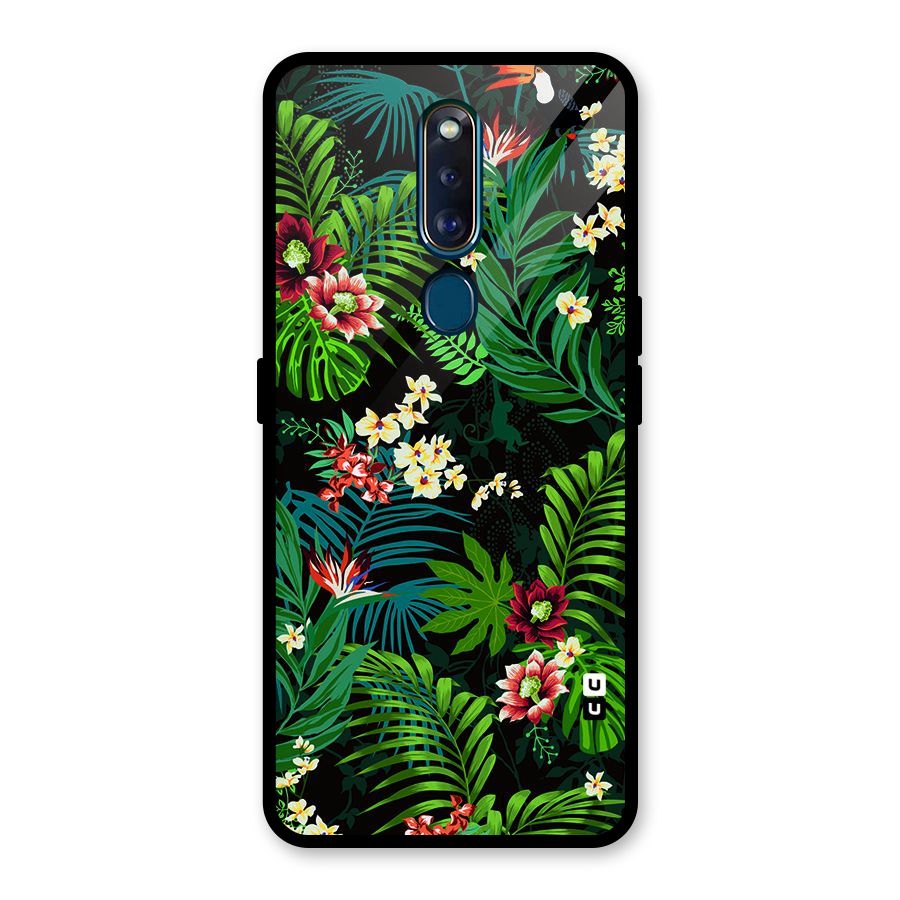 Green Leaf Design Glass Back Case for Oppo F11 Pro