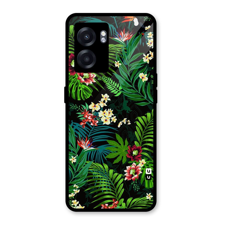 Green Leaf Design Glass Back Case for Oppo K10 (5G)