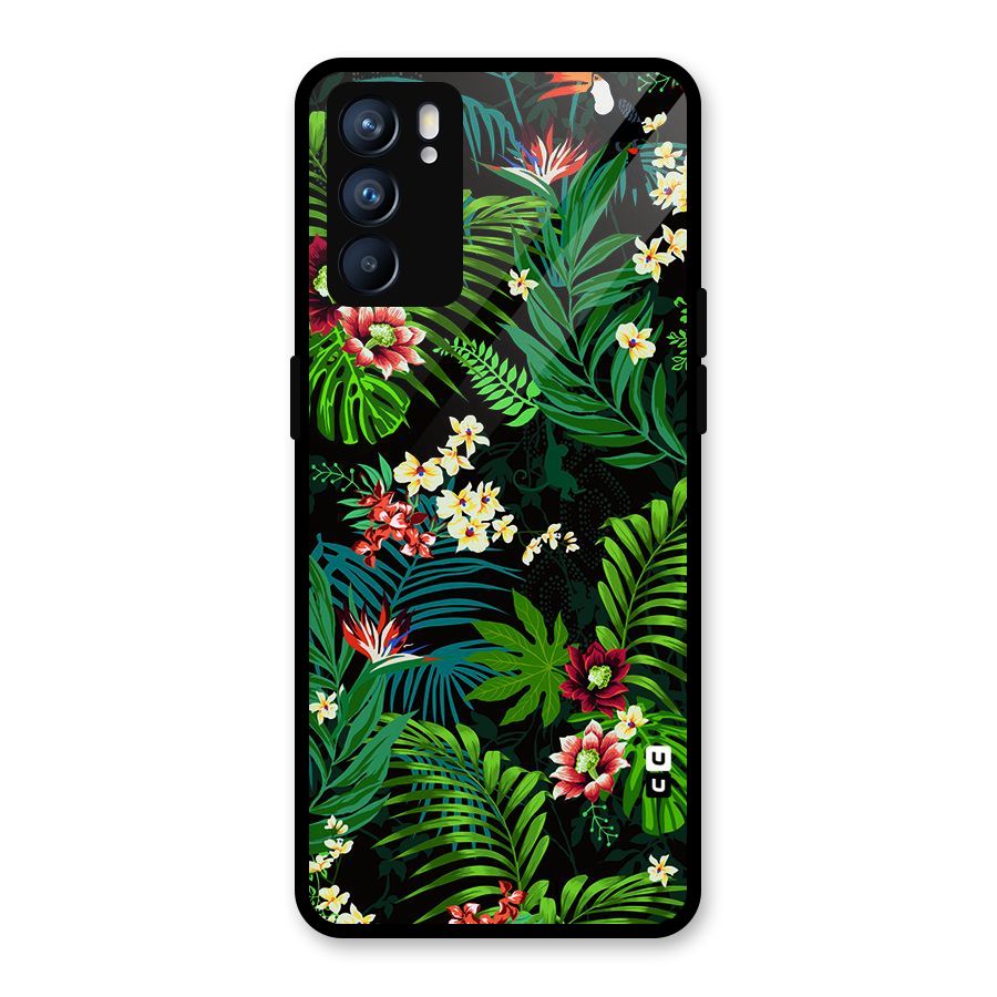 Green Leaf Design Glass Back Case for Oppo Reno6 5G