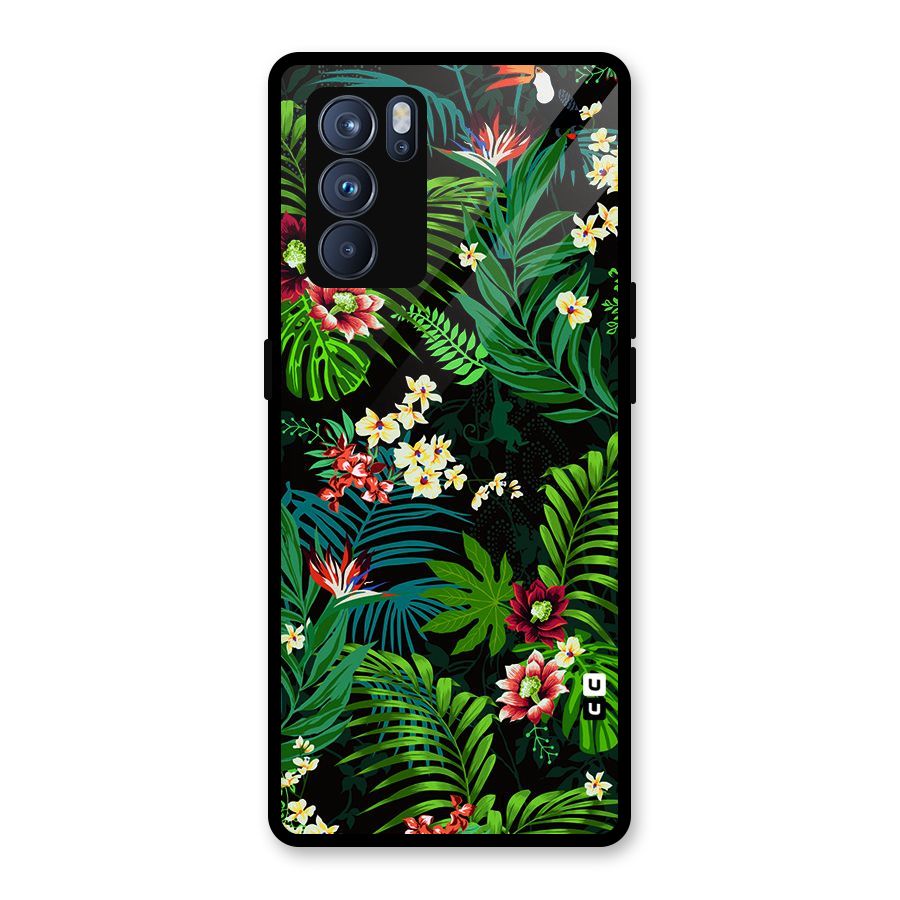 Green Leaf Design Glass Back Case for Oppo Reno6 Pro 5G