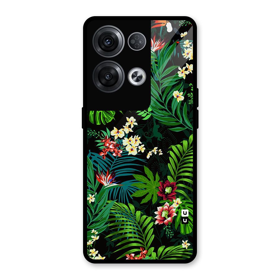 Green Leaf Design Glass Back Case for Oppo Reno8 Pro 5G
