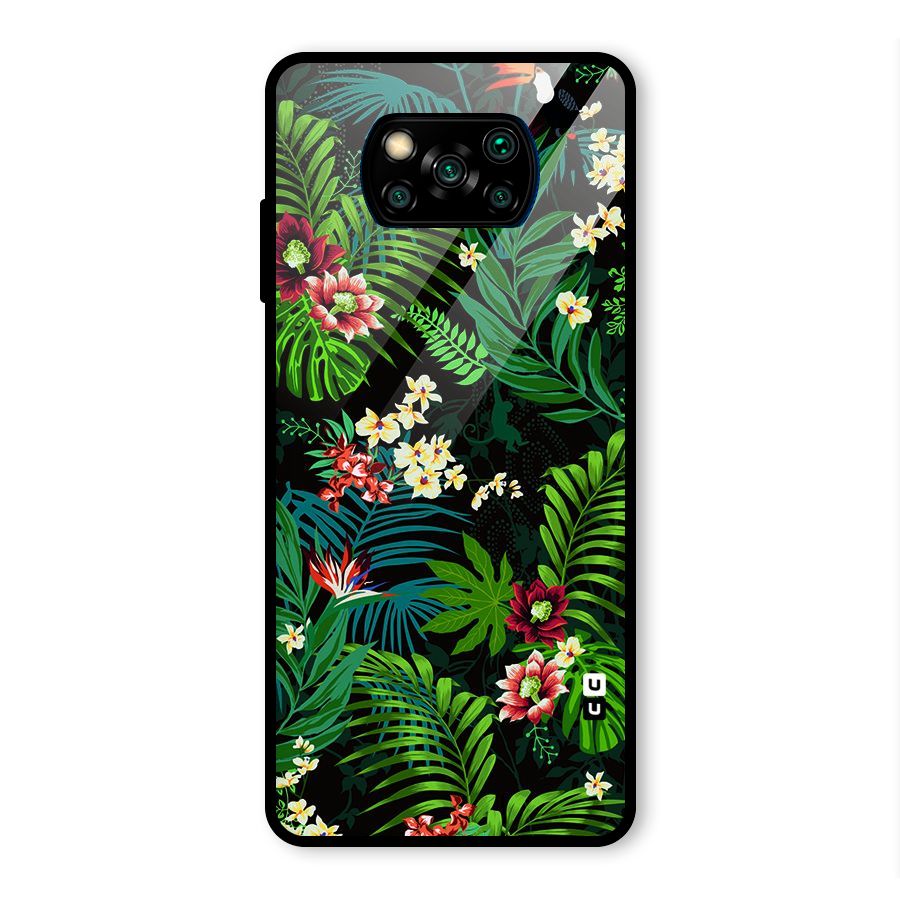 Green Leaf Design Glass Back Case for Poco X3 Pro