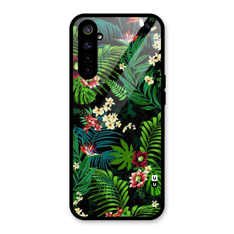 Green Leaf Design Glass Back Case for Realme 6i