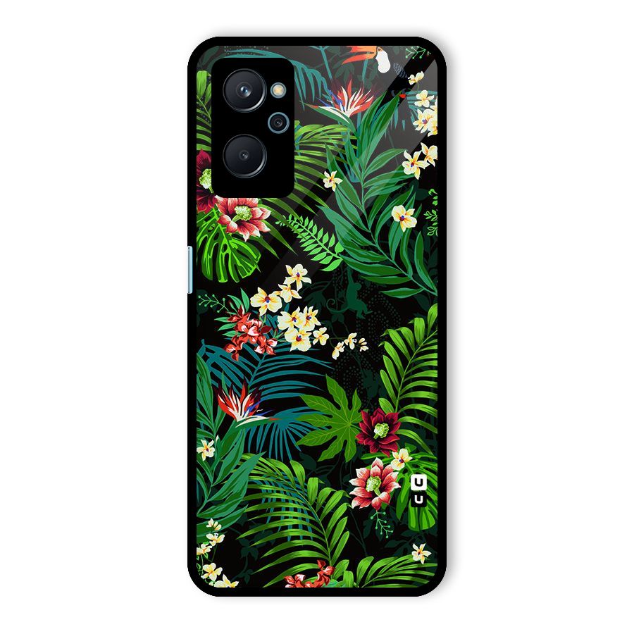 Green Leaf Design Glass Back Case for Realme 9i