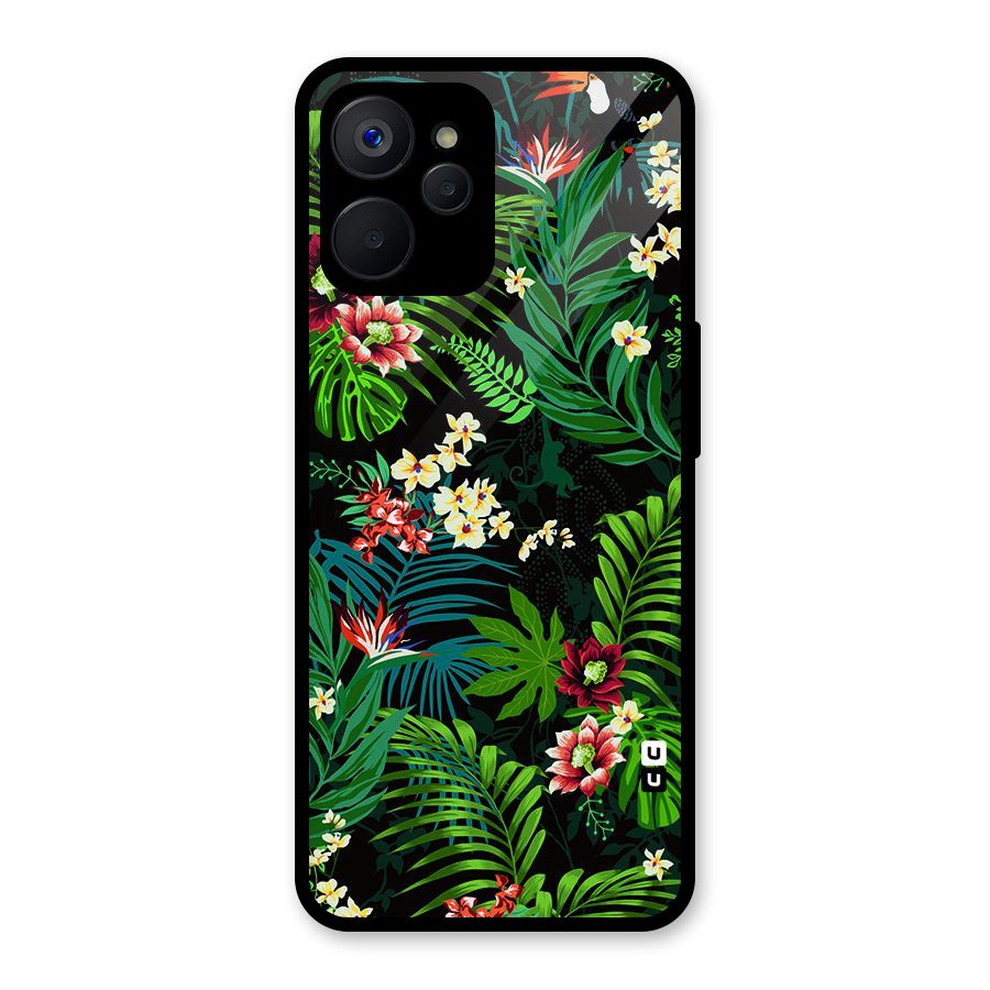 Green Leaf Design Glass Back Case for Realme 9i 5G