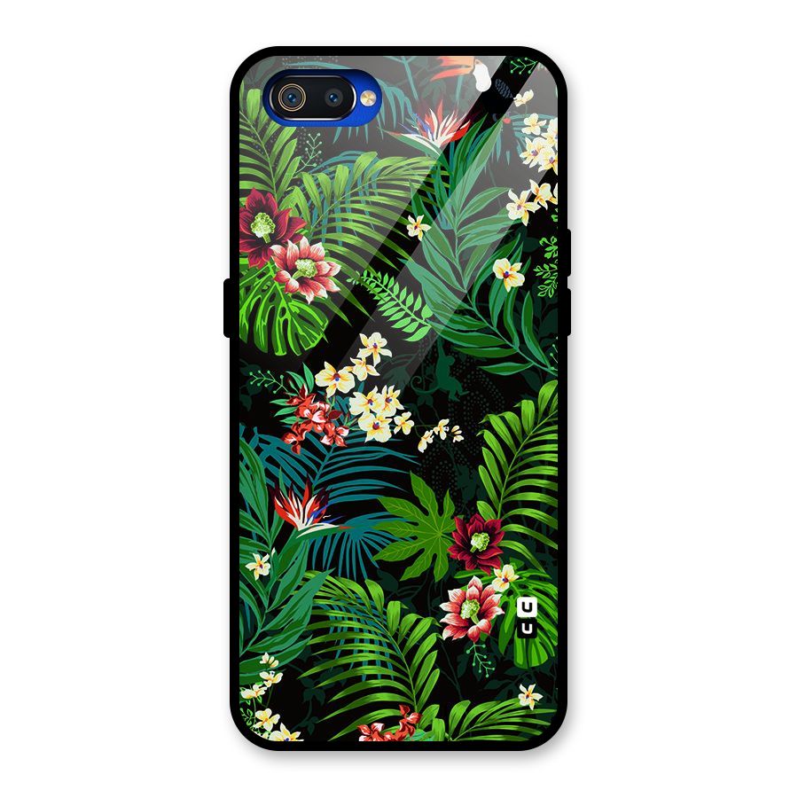 Green Leaf Design Glass Back Case for Realme C2