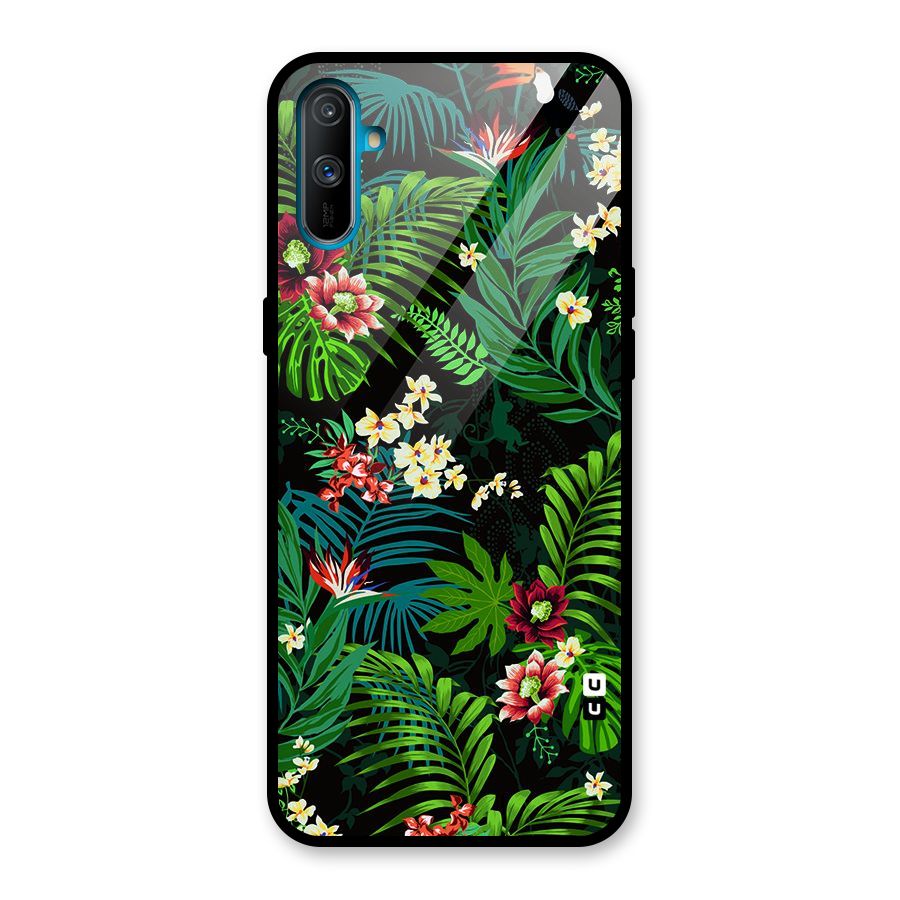 Green Leaf Design Glass Back Case for Realme C3