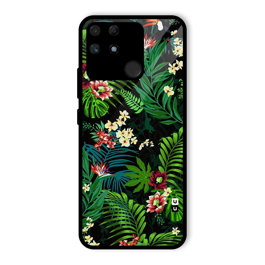 Green Leaf Design Glass Back Case for Realme Narzo 50A