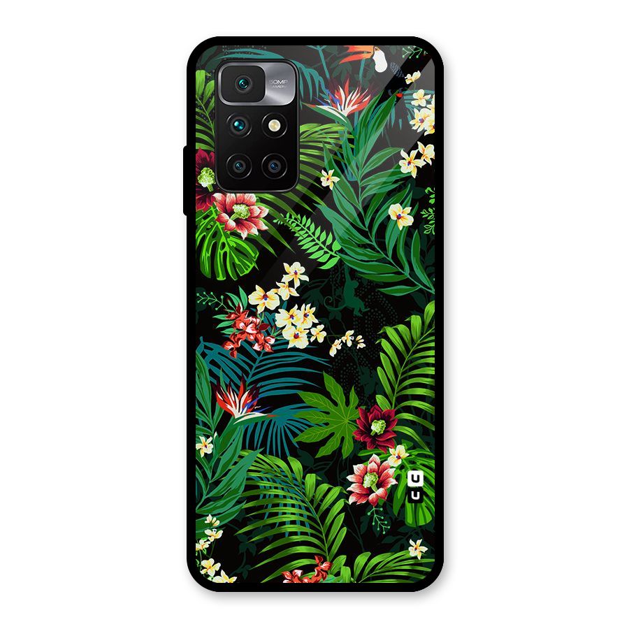 Green Leaf Design Glass Back Case for Redmi 10 Prime