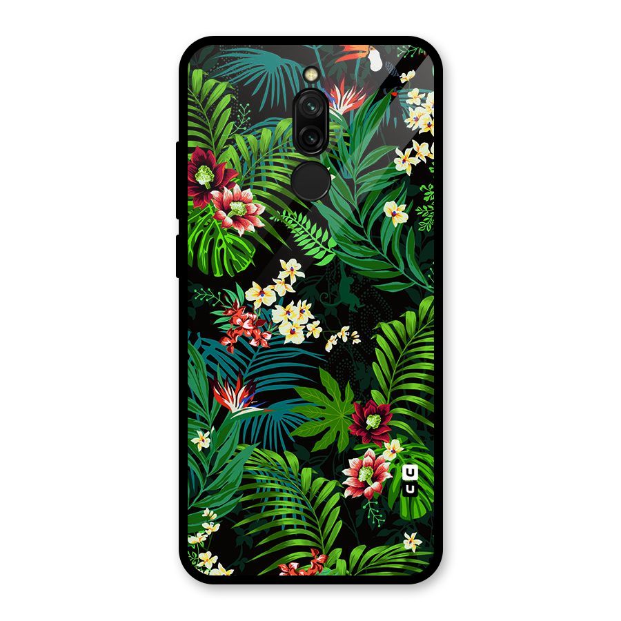 Green Leaf Design Glass Back Case for Redmi 8