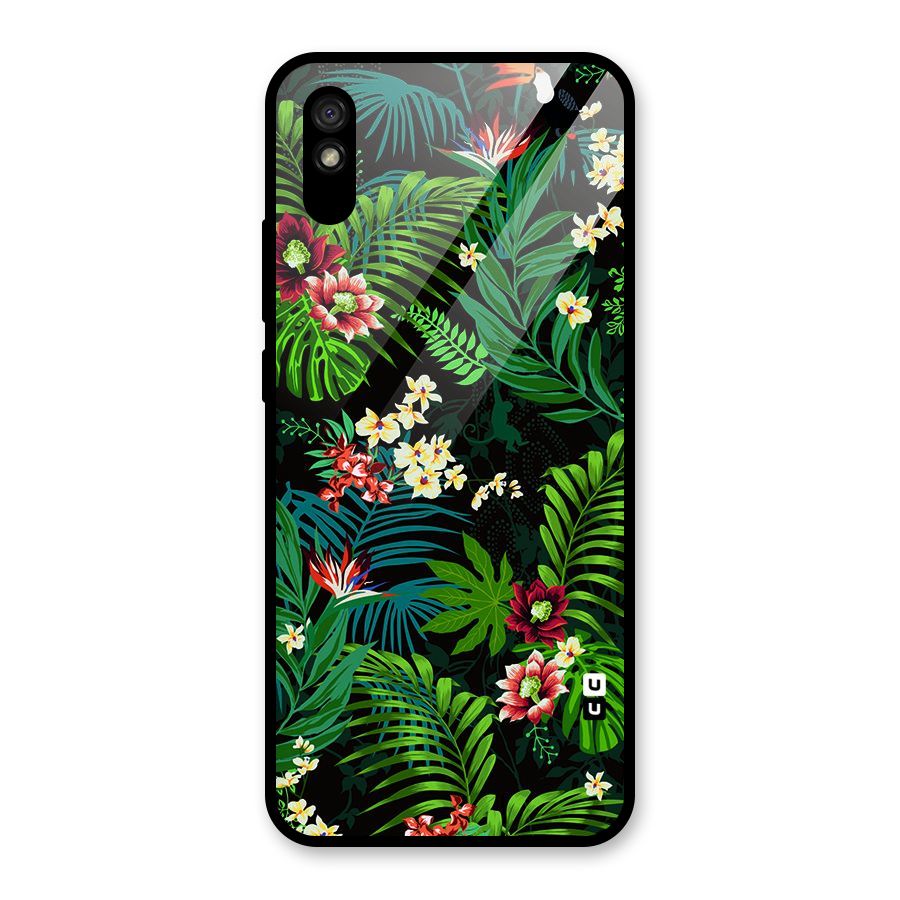 Green Leaf Design Glass Back Case for Redmi 9A