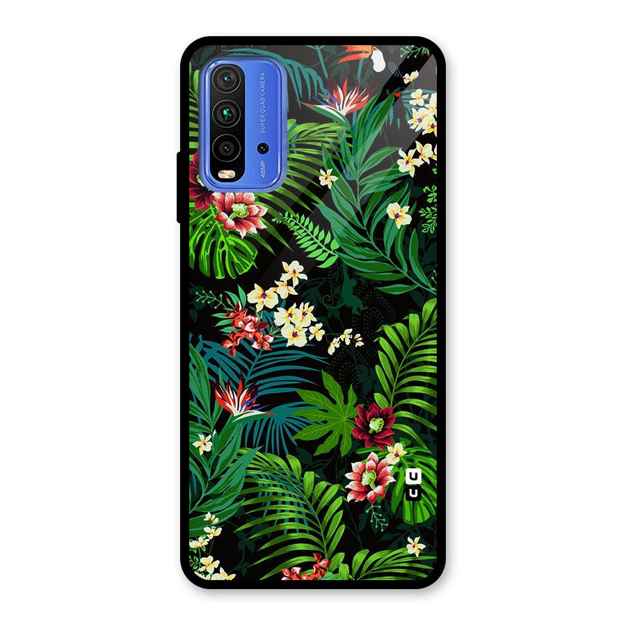 Green Leaf Design Glass Back Case for Redmi 9 Power