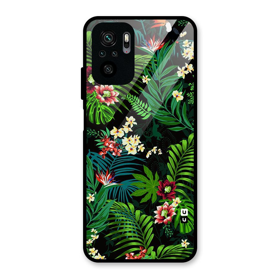 Green Leaf Design Glass Back Case for Redmi Note 10S