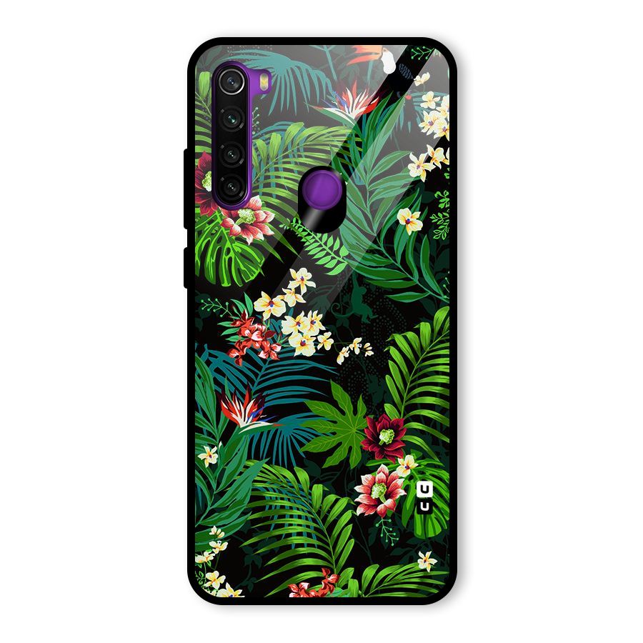 Green Leaf Design Glass Back Case for Redmi Note 8