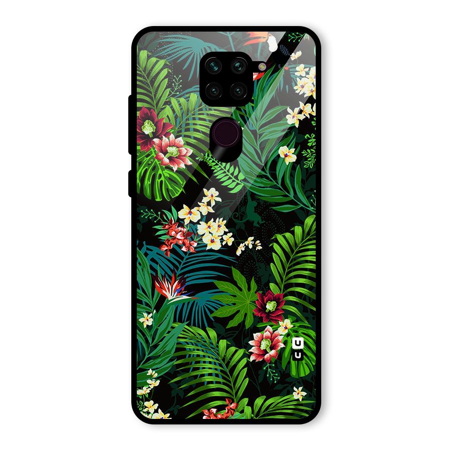 Green Leaf Design Glass Back Case for Redmi Note 9