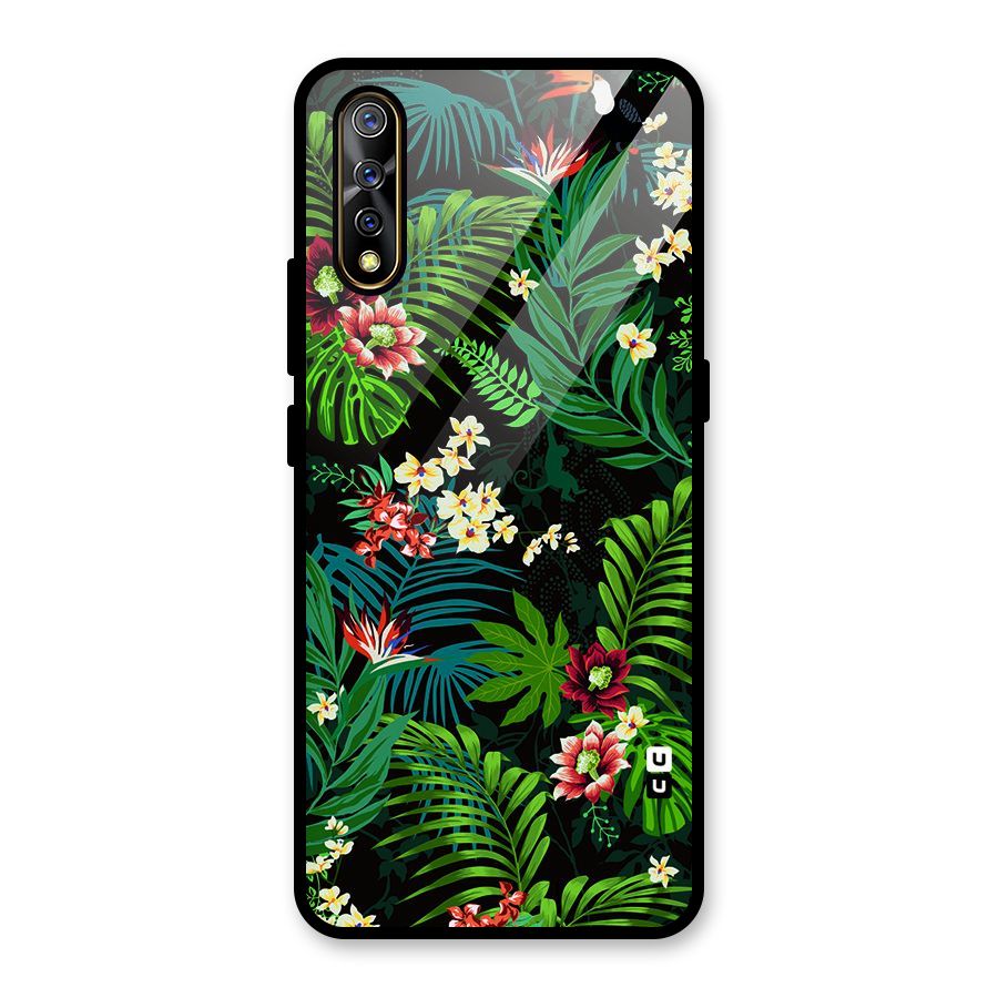 Green Leaf Design Glass Back Case for Vivo S1