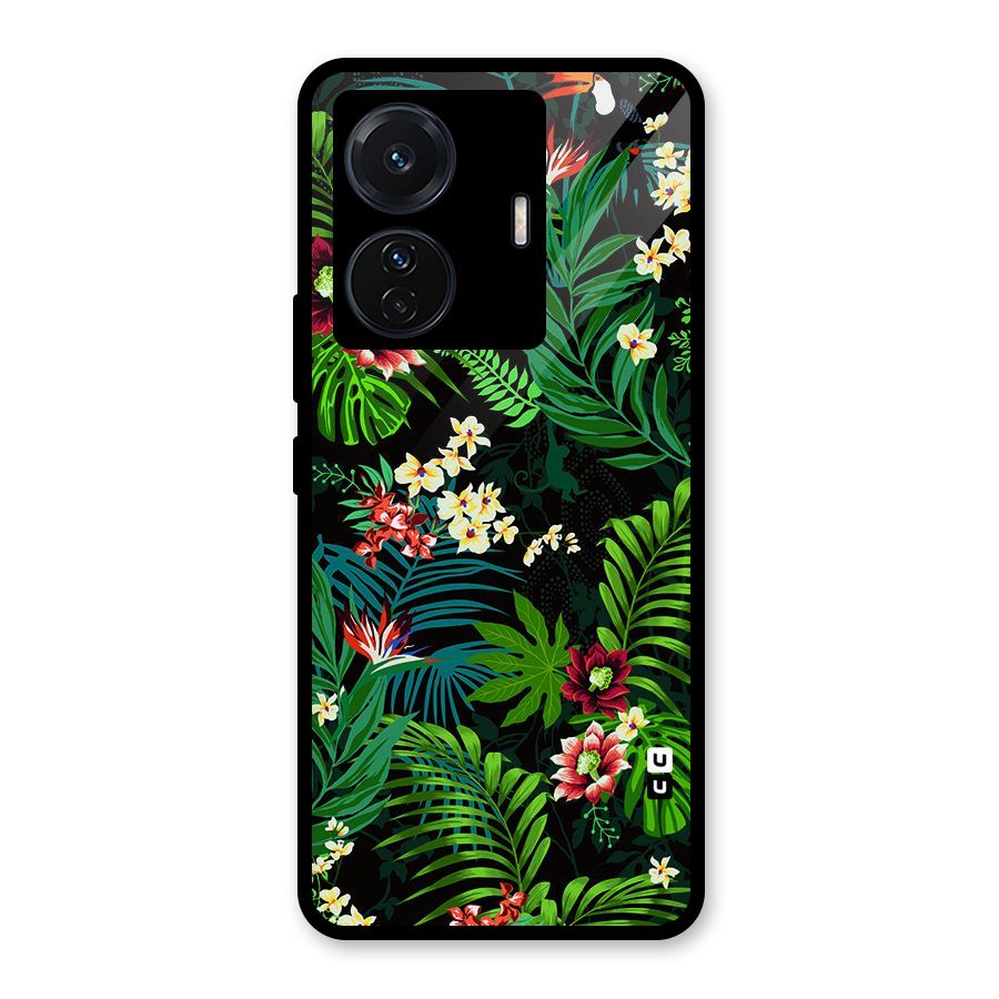 Green Leaf Design Glass Back Case for Vivo T1 Pro