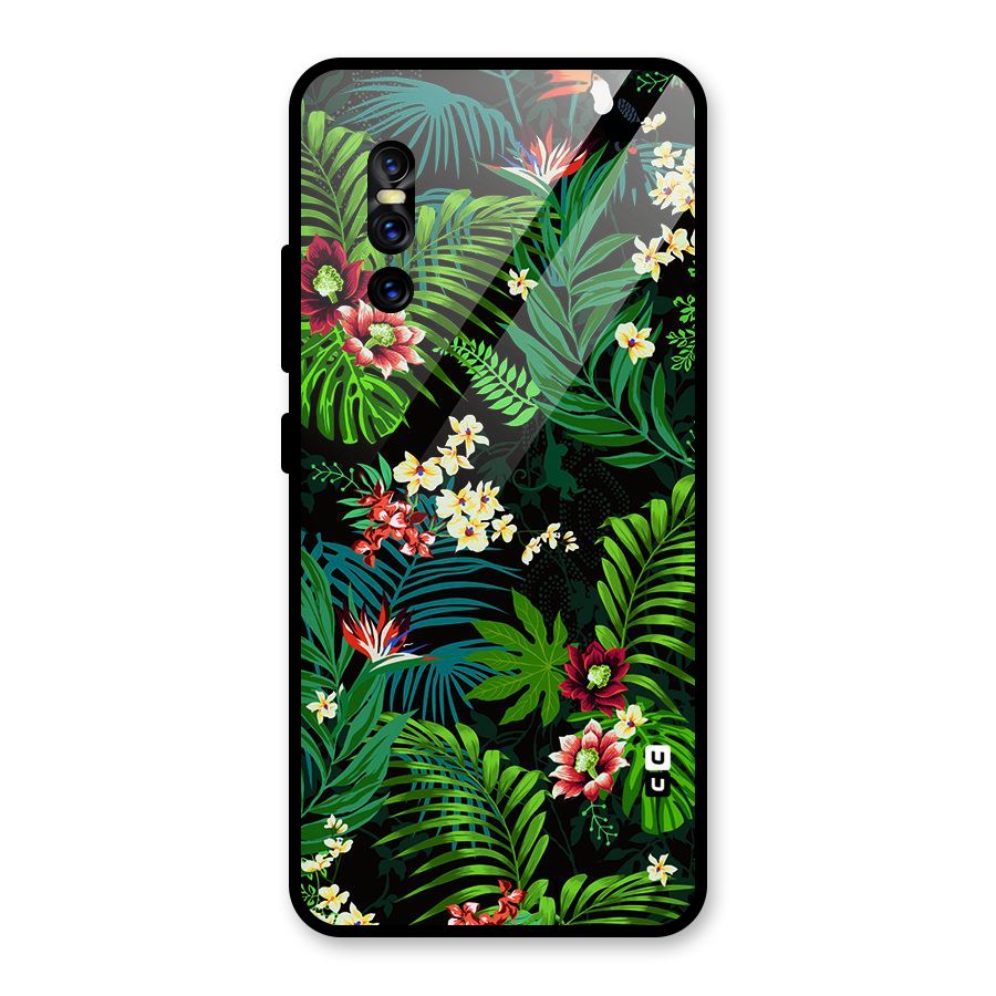 Green Leaf Design Glass Back Case for Vivo V15 Pro
