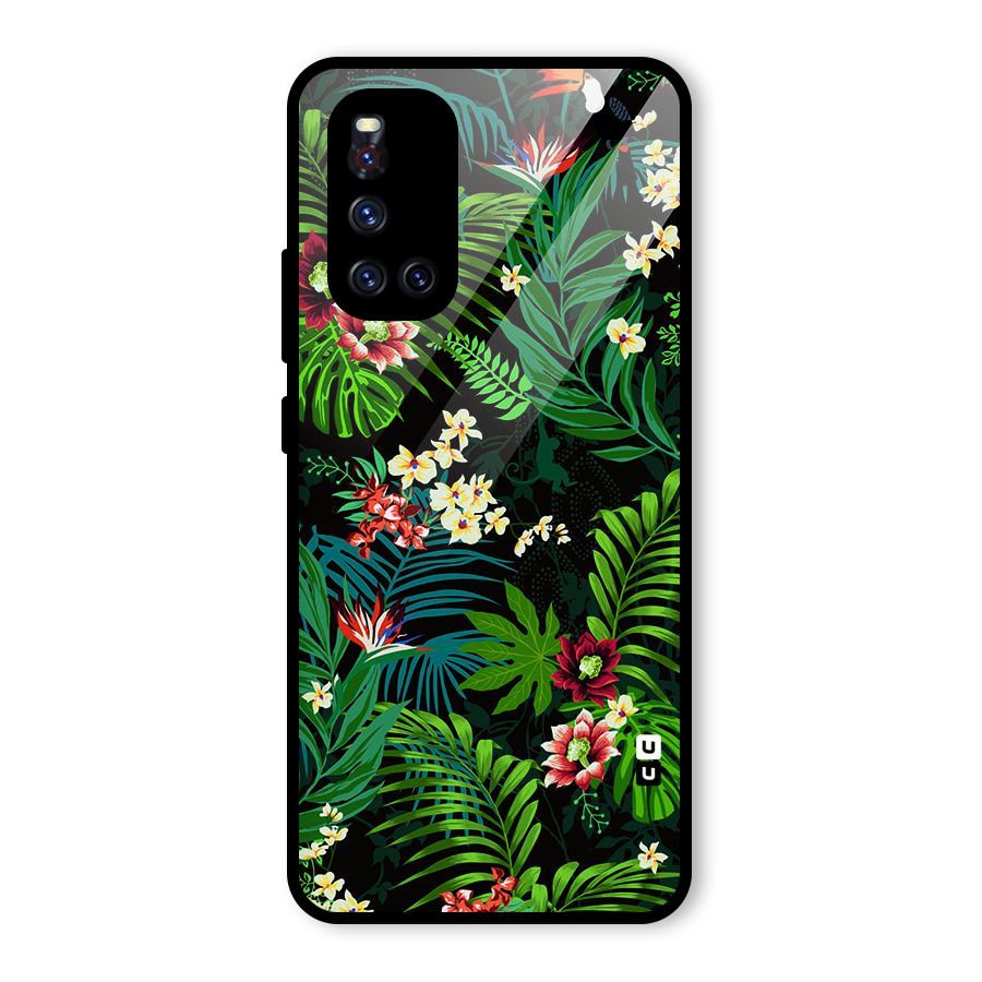 Green Leaf Design Glass Back Case for Vivo V19