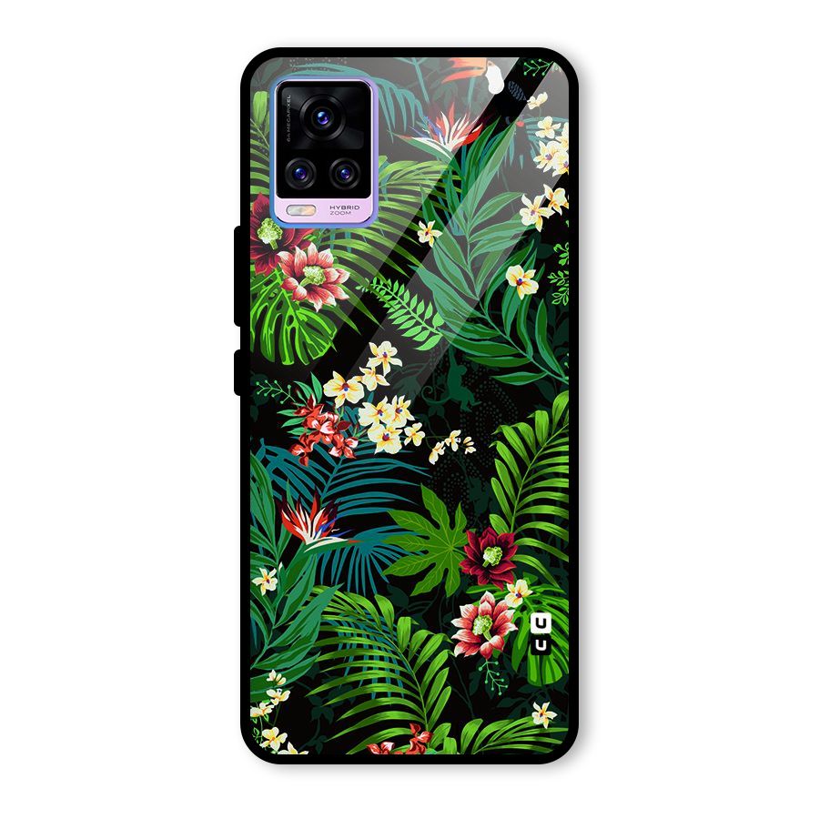 Green Leaf Design Glass Back Case for Vivo V20 Pro