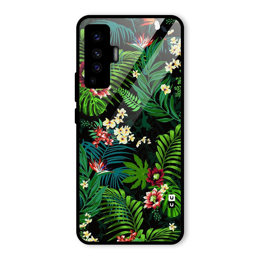 Green Leaf Design Glass Back Case for Vivo X50