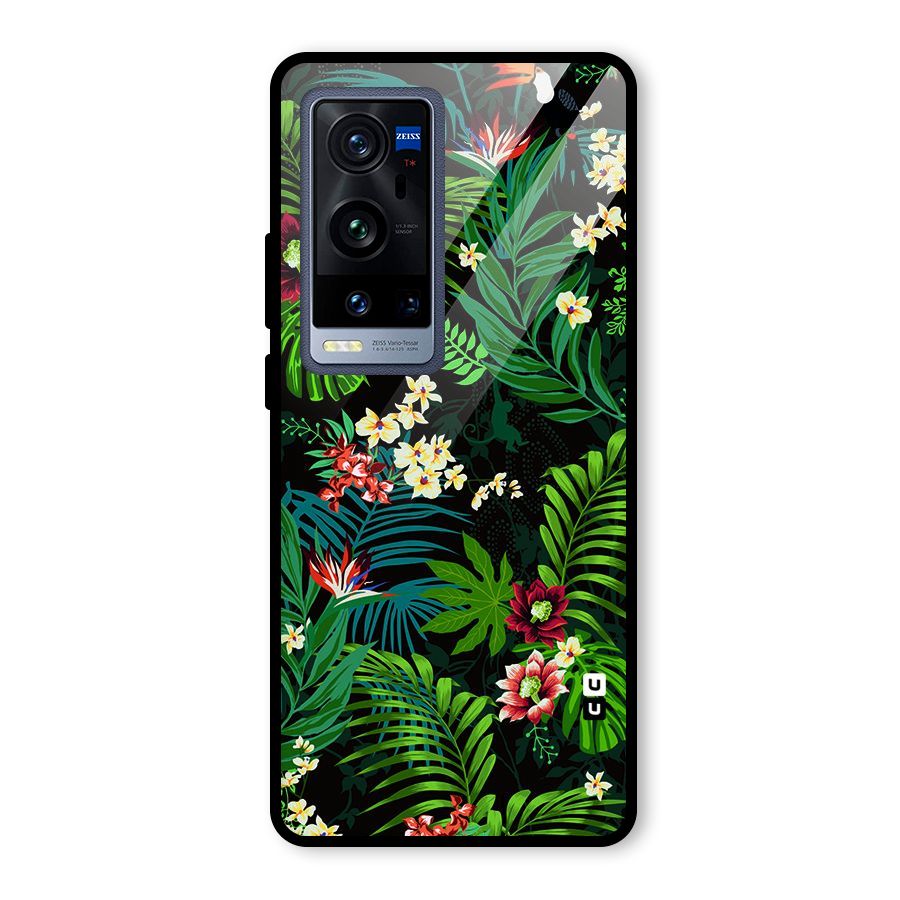 Green Leaf Design Glass Back Case for Vivo X60 Pro Plus