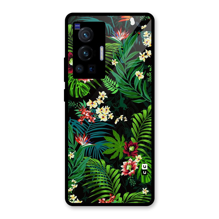 Green Leaf Design Glass Back Case for Vivo X70 Pro