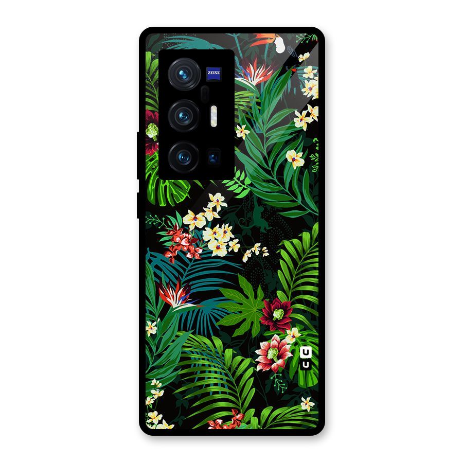 Green Leaf Design Glass Back Case for Vivo X70 Pro Plus