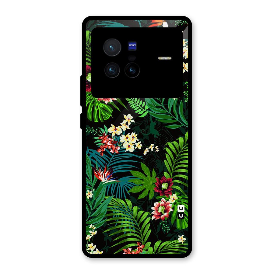 Green Leaf Design Glass Back Case for Vivo X80