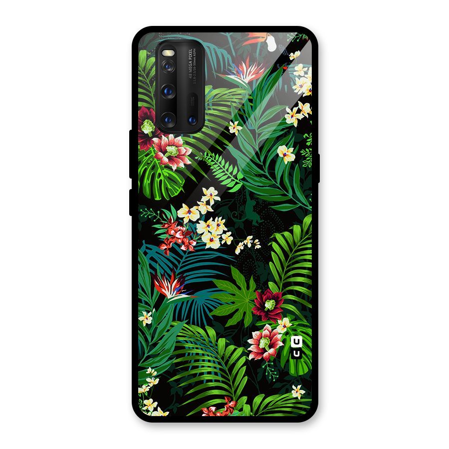 Green Leaf Design Glass Back Case for Vivo iQOO 3