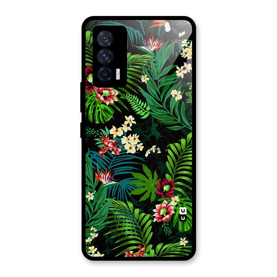 Green Leaf Design Glass Back Case for Vivo iQOO 7 5G