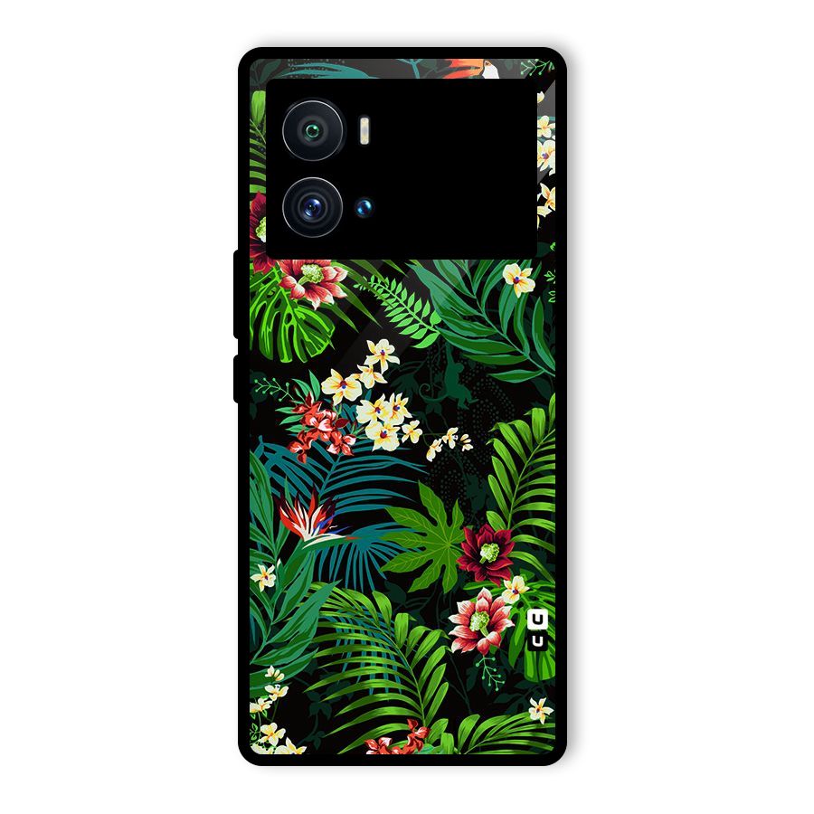 Green Leaf Design Glass Back Case for Vivo iQOO 9 Pro