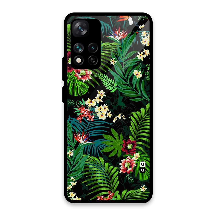Green Leaf Design Glass Back Case for Xiaomi 11i HyperCharge 5G