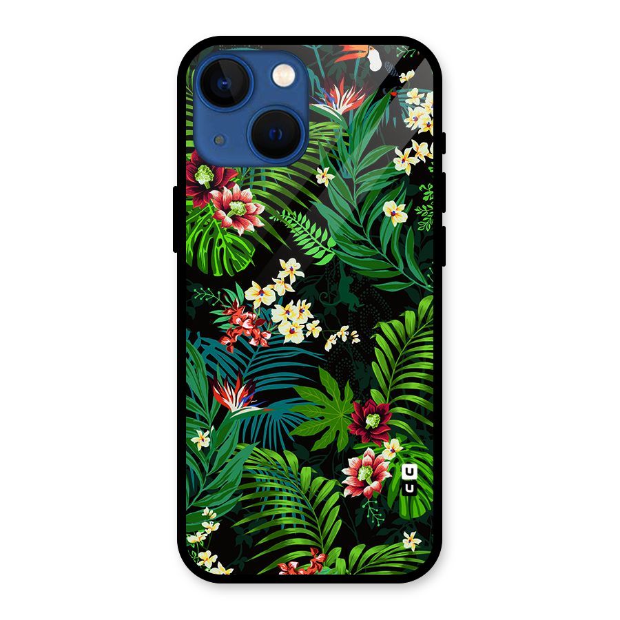 Green Leaf Design Glass Back Case for iPhone 13 Mini