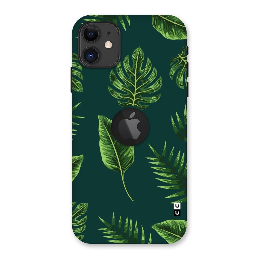 Green Leafs Back Case for iPhone 11 Logo Cut