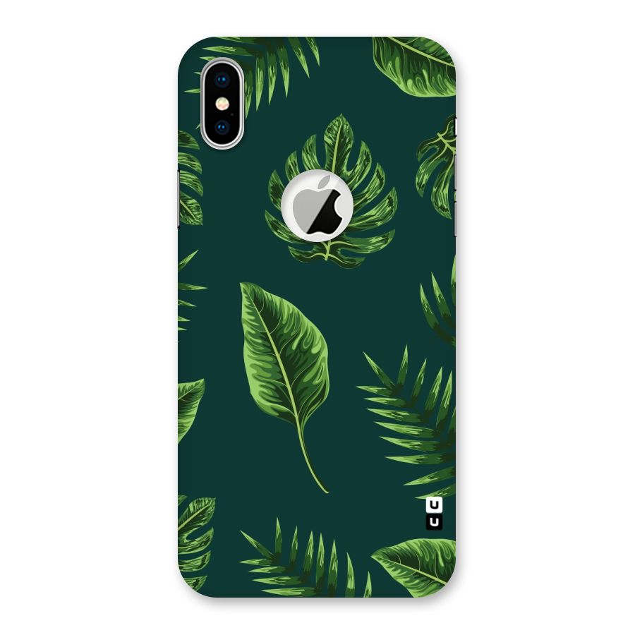 Green Leafs Back Case for iPhone X Logo Cut