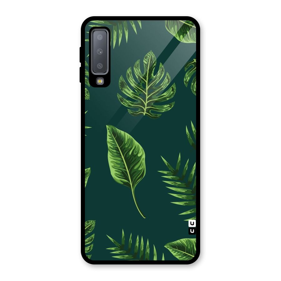 Green Leafs Glass Back Case for Galaxy A7 (2018)